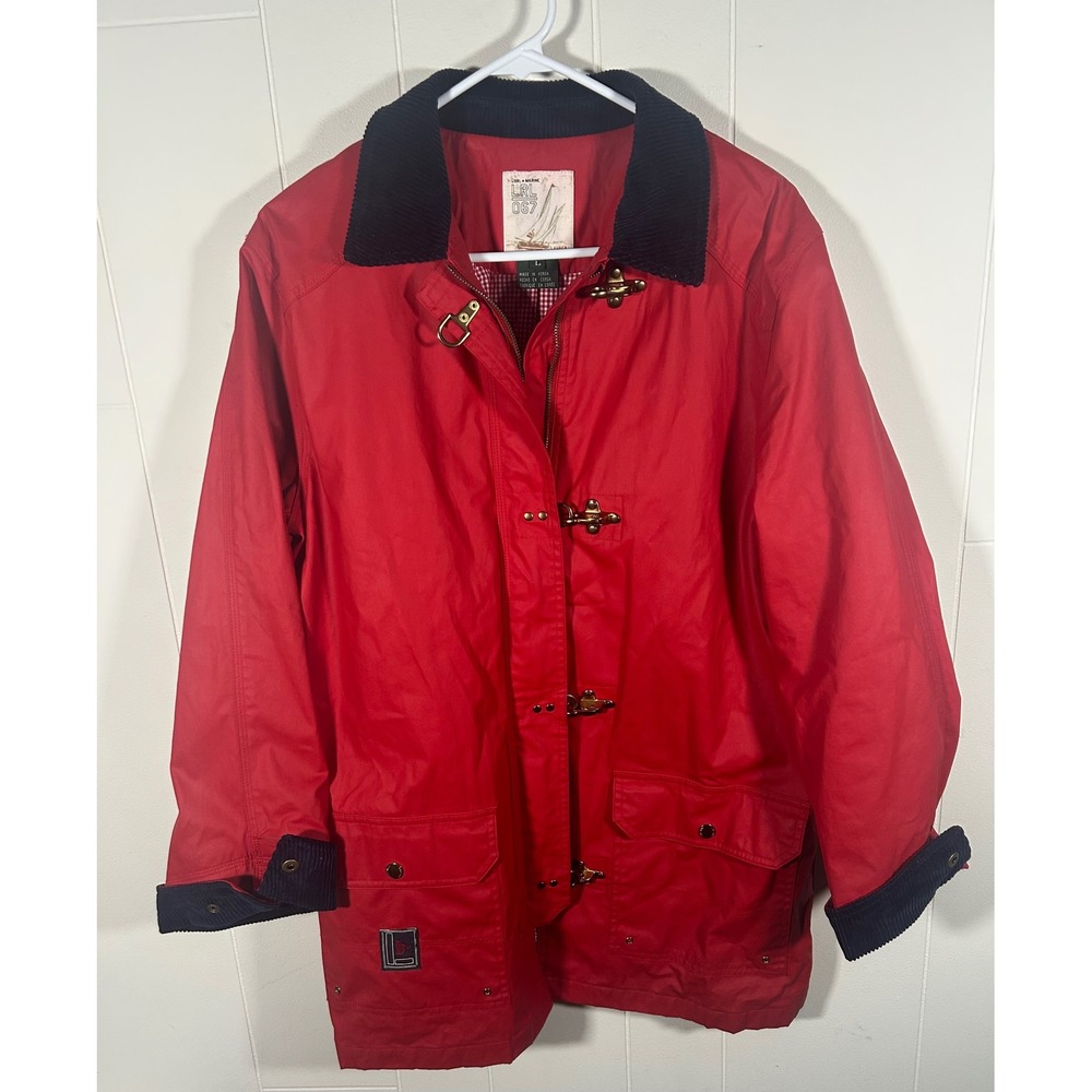 Vtg Red U.S.R.L. 067 Lauren Marine Supply Buckle Fireman Fisherman Jacket Large